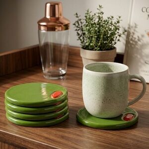 Stuffed Olive Coaster Set - Handmade - Set of 4